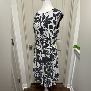 Ralph Lauren Grey and White Floral Midi Dress